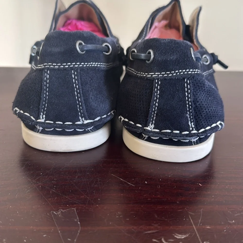 John varvatos blue slip on laceless boat shoes 11.5